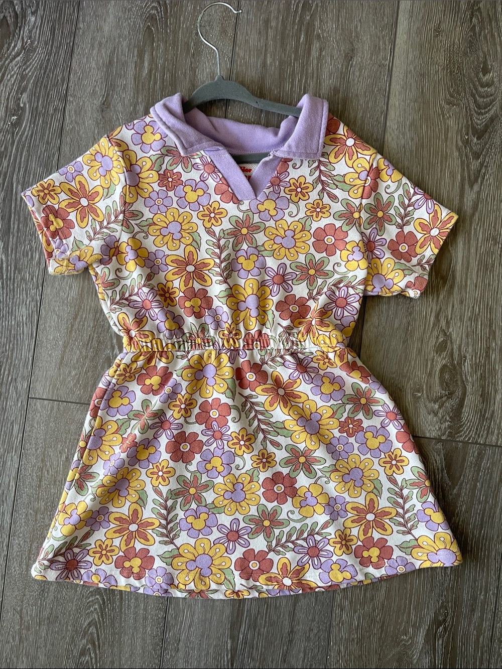 Mickey Mouse Disney Floral Casual Dress in Lavender, Yellow, Orange